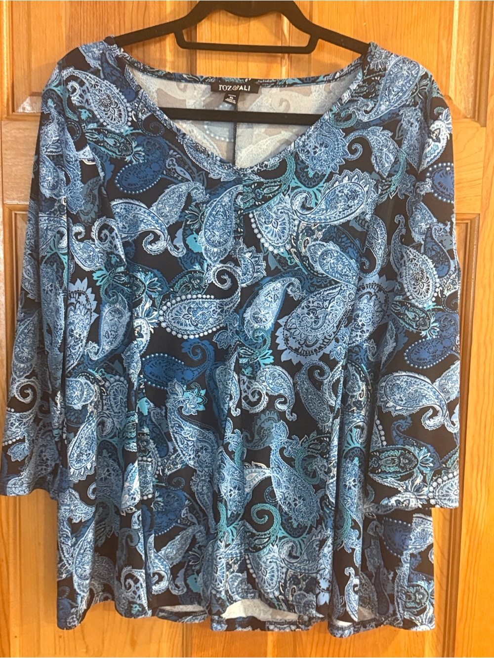 Roz & Ali  women’s  paisley 3/4 sleeve blouse size xlarge petite.